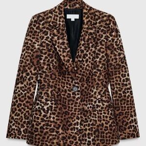 Zara Brown Leopard Print Blazer and pants suit